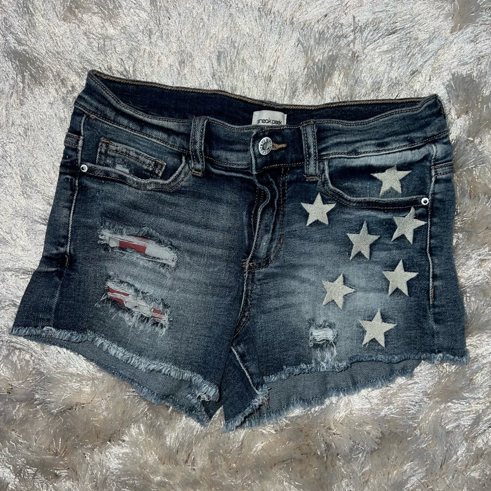 American Flag Jean Shorts